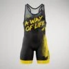 A Way Of Life Controlled Chaos Elite 2.0 Wrestling Singlet -Rudis AWOL Controlled Chaos Black Yellow 0001