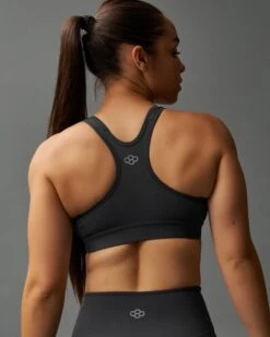 Women's Sports Bra And Biker Short Gift Bundle - Charcoal -Rudis Bundle Womens Essentials Charcoal 0005