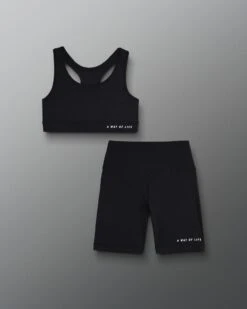 Women's Sports Bra And Biker Short Gift Bundle - Black