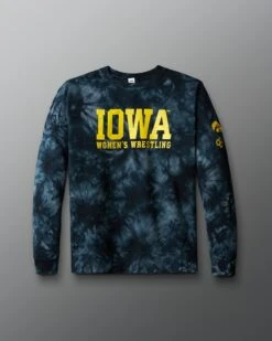 Iowa Women's Wrestling Tie-Dye Crewneck -Rudis CIACR1003 Iowa Womens Wrestling Tie Dye Crewneck PUP Tie Dye Black 0021