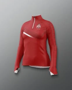 Ohio State Sublimated Women's Quarter Zip -Rudis COHQZ1019 Ohio State Sublimated Womens Quarter Zip Red 0005