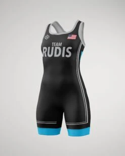 RUDIS Connect Girl's Elite Wrestling Singlet -Rudis CONNECT GREY WSINGLET Mockup RUDSN1053 Black 001