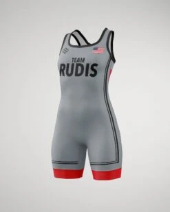 RUDIS Connect Girl's Elite Wrestling Singlet -Rudis CONNECT GREY WSINGLET Mockup RUDSN1053 Gray 001