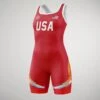 RUDIS Fracture Women's Elite Wrestling Singlet -Rudis FRACTURE WOMENS RED FRONT 2 Red 0001