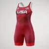 RUDIS Freedom Girl's Elite Wrestling Singlet -Rudis FREEDOM RED WSINGLET Mockup RUDSN1044 Red 001