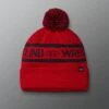 RUDIS Two Tone Pom Beanie - Red/Black -Rudis RUDBE1005 REDBLK RUDIS Two Tone Pom Beanie FLT Red Black 0020