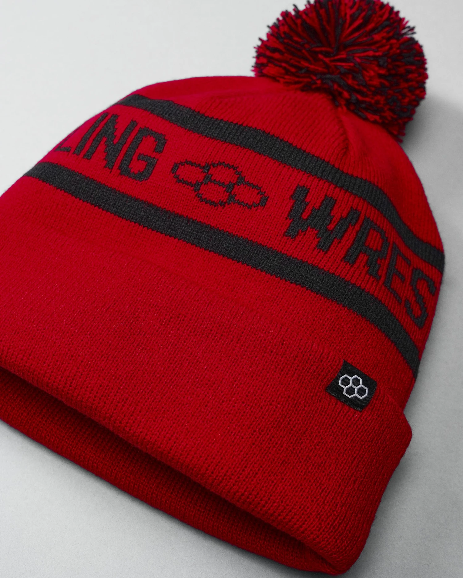 RUDIS Two Tone Pom Beanie - Red/Black 4 RUDIS Two Tone Pom Beanie - Red/Black - Image 2
