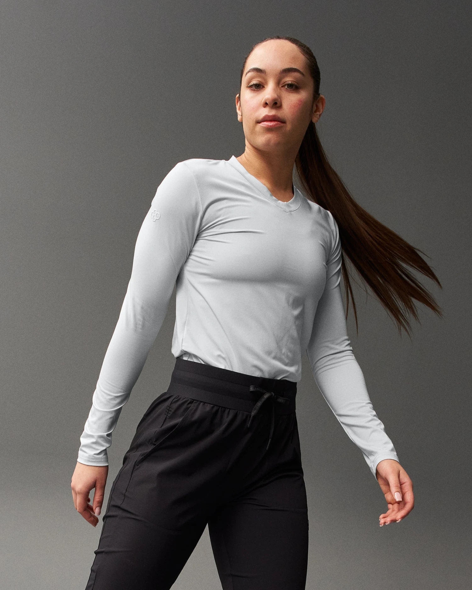 RUDIS Performance Women's V-Neck Long Sleeve - Lunar Gray 3 RUDIS Performance Women's V-Neck Long Sleeve - Lunar Gray