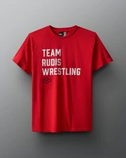 Team RUDIS Wrestling Stacked T-Shirt -Rudis RUDTS1108 Team Rudis Wrestling Stacked Tee PUP Red 0021