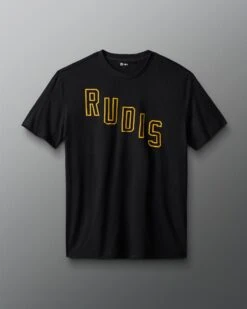 RUDIS Oblique Wordmark T-Shirt -Rudis RUDTS1113 RUDIS Oblique Wordmark T Shirt PUP Black Yellow 0085
