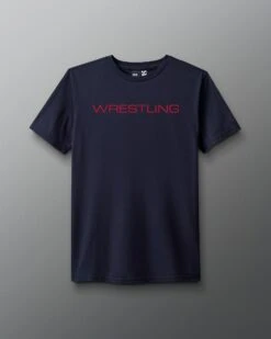 Wrestling Wordmark Elite Super Soft T-Shirt -Rudis RUDTS1130 Wrestling Wordmark Elite Super Soft T Shirt Navy 0001