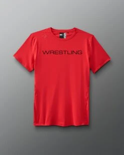 Wrestling Wordmark Performance T-Shirt 10 Wrestling Wordmark Performance T-Shirt -Rudis RUDTS1131 Wrestling Wordmark Performance T Shirt Red 0001