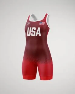 USA Triumph Women's Elite Wrestling Singlet -Rudis TRIUMPH WSINGLET Mockup RUDSN1049 Red 001