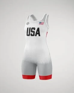 USA Triumph Women's Elite Wrestling Singlet -Rudis TRIUMPH WSINGLET Mockup RUDSN1049 White 001