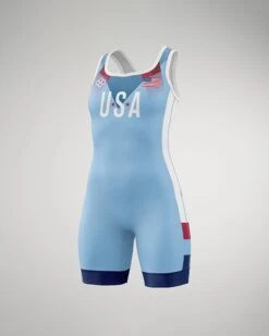 USA Pride Girl's Elite 2.0 Wrestling Singlet -Rudis USA Pride Singlet F Light Blue 0001