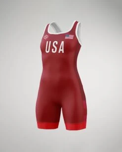 USA Pride Girl's Elite 2.0 Wrestling Singlet -Rudis USA Pride Singlet F Red 0001