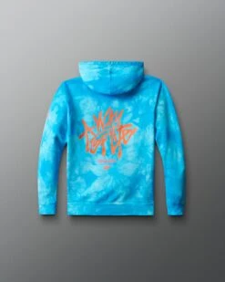 Graffiti Wordmark Tie-Dye Youth Hoodie -Rudis Y RUDHD1069 Graffiti Wordmark Tie Dye Youth Hoodie Aqua Blue Tie Dye 0021