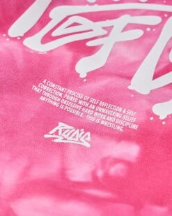 Graffiti Wordmark Tie-Dye Youth Hoodie -Rudis Y RUDHD1069 Graffiti Wordmark Tie Dye Youth Hoodie Pink Tie Dye 0030