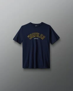 Wrestler Arched Elite Super Soft Youth T-Shirt 16 Wrestler Arched Elite Super Soft Youth T-Shirt -Rudis Y RUDTS1110 RUDIS Wrestler Arched T Shirt PUP Navy Yellow 0021